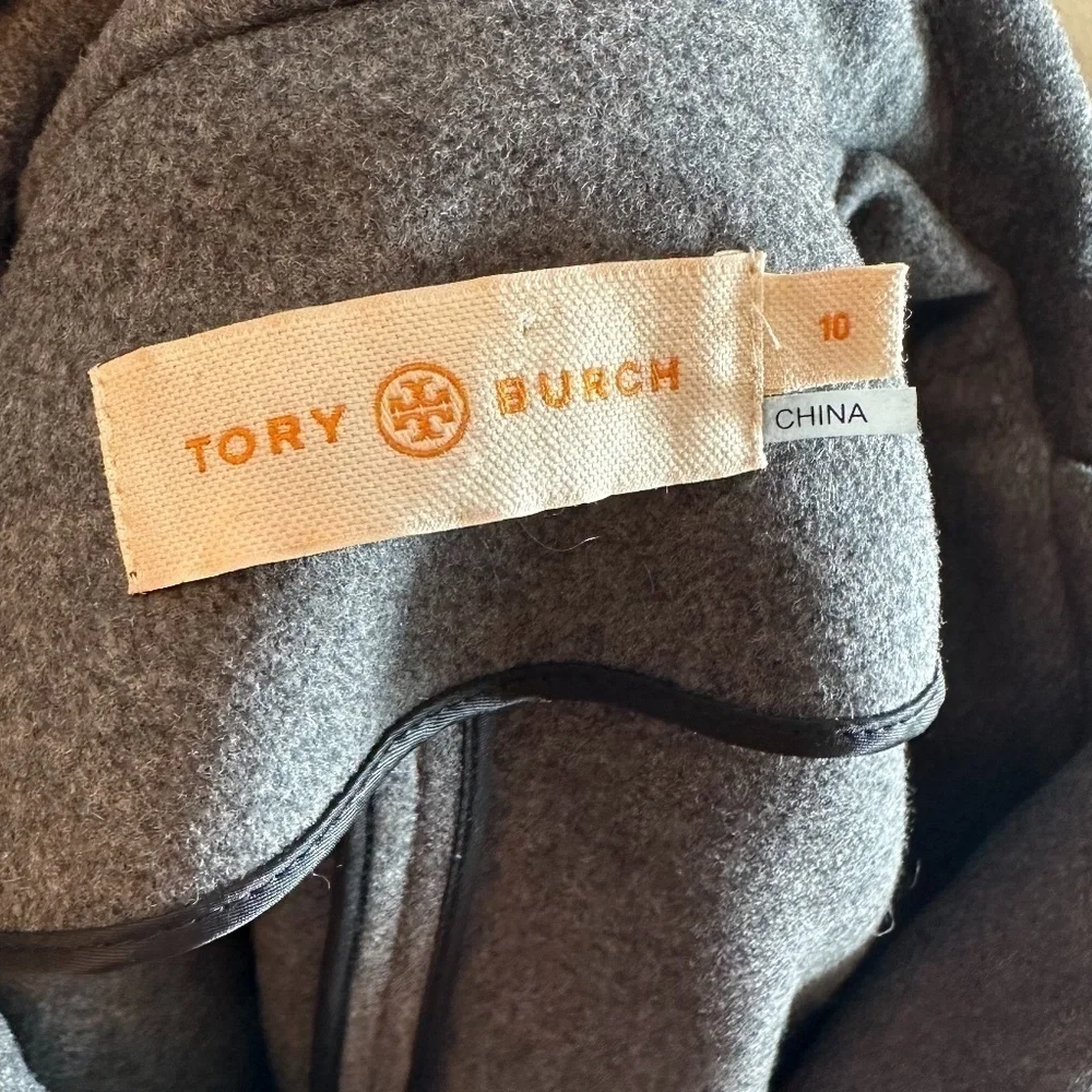 Tory Burch Jess Jacket in Grey Melange with Removable Cape Size 10